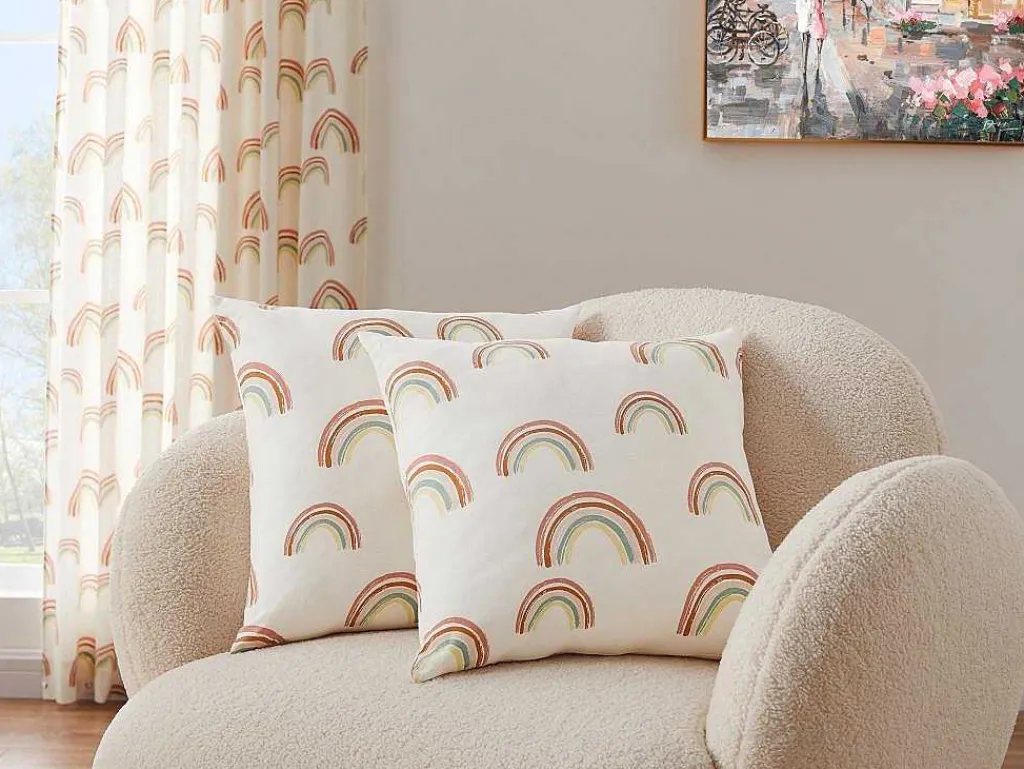 Set Van 2 Katoenen Regenboogkussens - 45 X 45 Cm - Veelkleurig - Archy-OZAIA