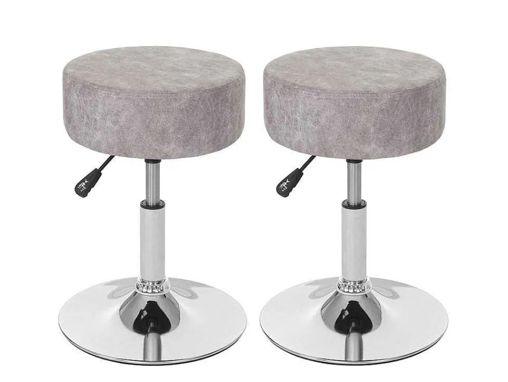 Set Van 2 Krukken Mcw-C22, Imitatie Suede, Vintage Grijs-Vente-unique Best