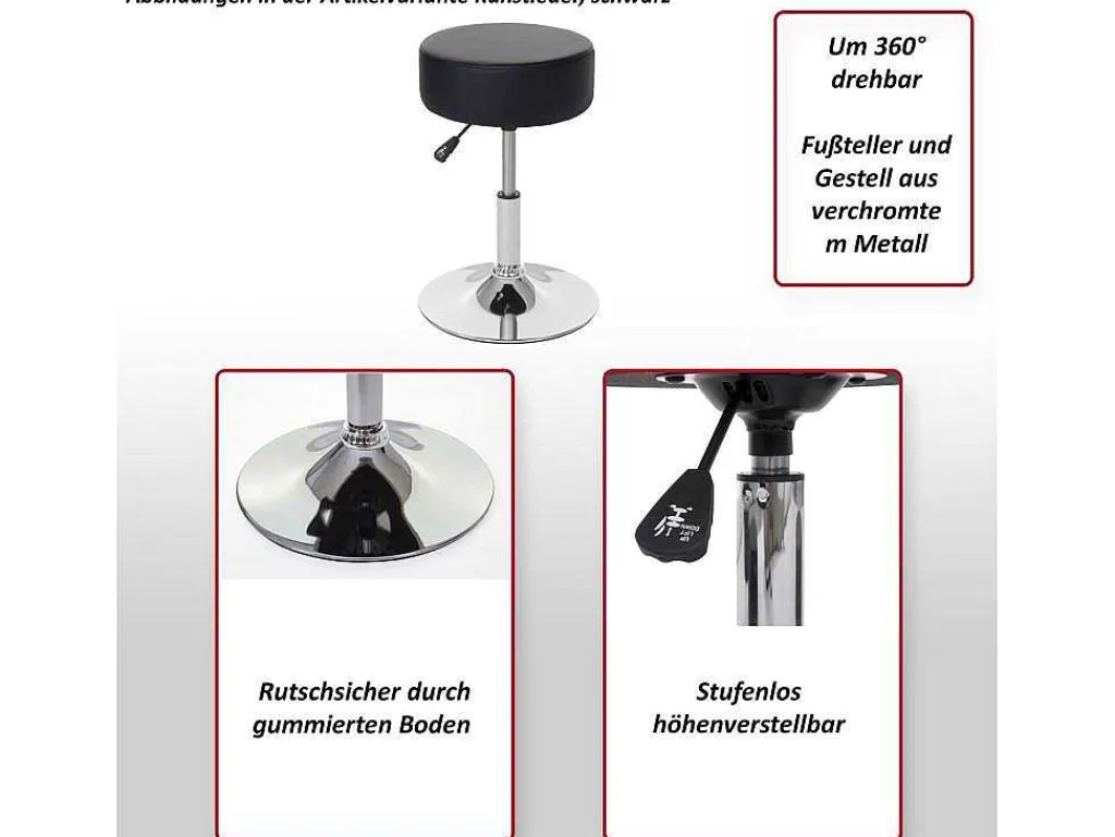 Set Van 2 Krukken Mcw-C22, Kunstleer, Zwart-Vente-unique Clearance