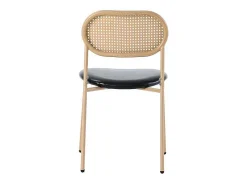 Set Van 4 Kunstleer En Rotan Stoelen - Metalen Poten - Zwart-ModernLuxe Sale