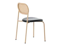 Set Van 4 Kunstleer En Rotan Stoelen - Metalen Poten - Zwart-ModernLuxe Sale