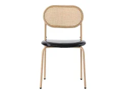 Set Van 4 Kunstleer En Rotan Stoelen - Metalen Poten - Zwart-ModernLuxe Sale