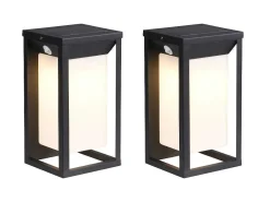 Set Van 2 Led-Buitenwandlampen Op Zonne-Energie - L. 15 X H. 30 Cm - Metaal - Zwart - Fozzano-SOLARGEO