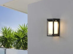Set Van 2 Led-Buitenwandlampen Op Zonne-Energie - L. 15 X H. 30 Cm - Metaal - Zwart - Fozzano-SOLARGEO