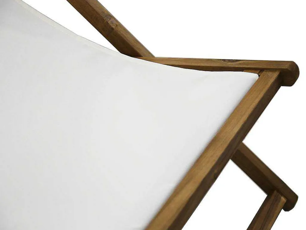 Set Van 2 Ligbedden In Wit En Naturel Acaciahout Prato - Opvouwbaar-MYLIA Hot