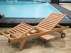 Set Van 2 Ligbedden Met Verschillende Standen In Teak - Licht Hout - Byblos Ii Van-MYLIA