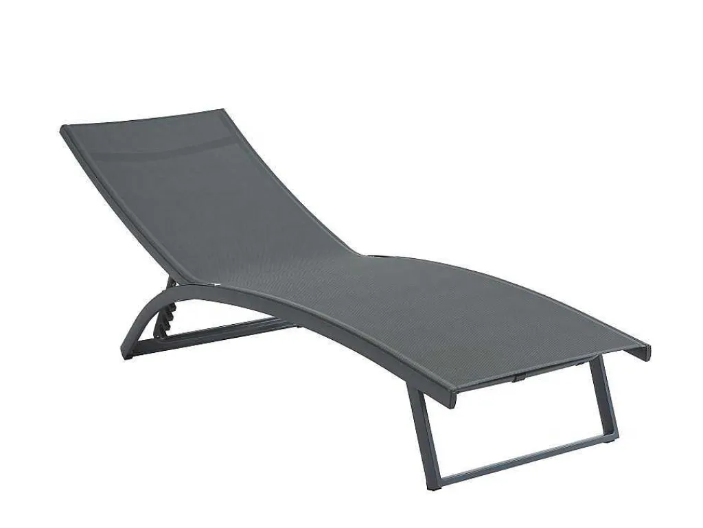 Set Van 2 Ligstoelen Met Verschillende Standen Van Aluminium En Textileen - Antraciet - Saranda Van-MYLIA New