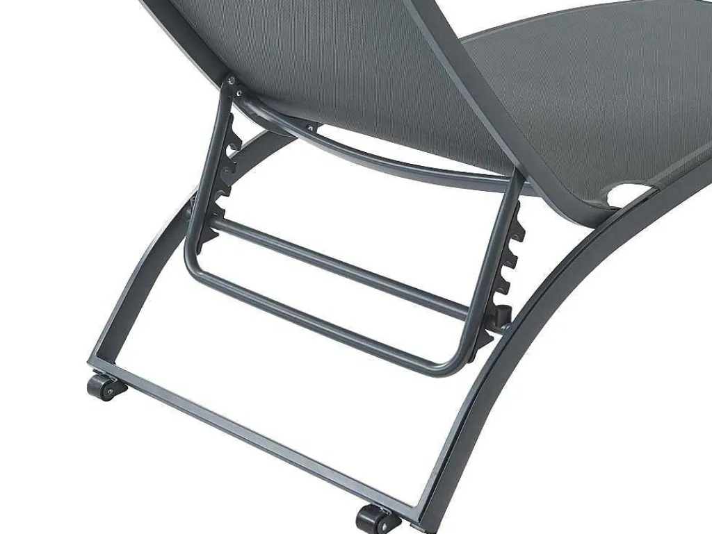 Set Van 2 Ligstoelen Met Verschillende Standen Van Aluminium En Textileen - Antraciet - Saranda Van-MYLIA New