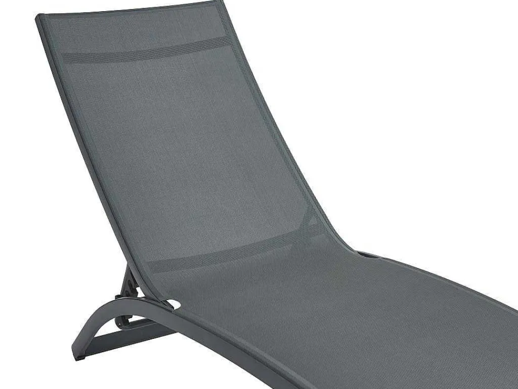 Set Van 2 Ligstoelen Met Verschillende Standen Van Aluminium En Textileen - Antraciet - Saranda Van-MYLIA New
