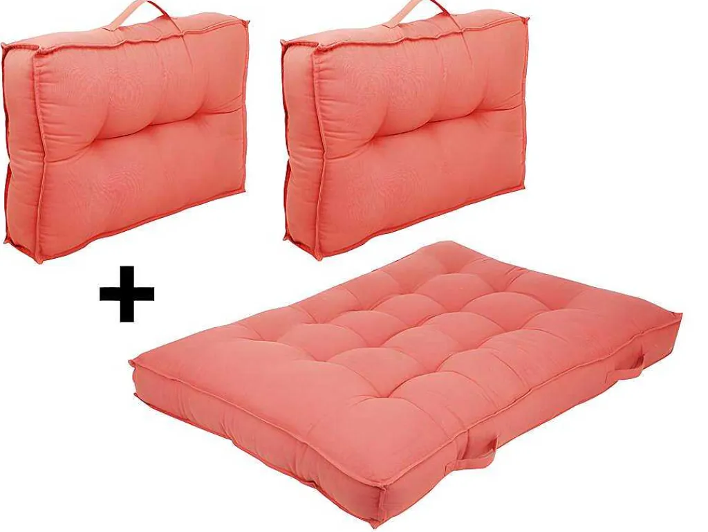 Set Van 1 Matras + 2 Katoenen Paletkussens - Koraal - Baila-OZAIA Discount