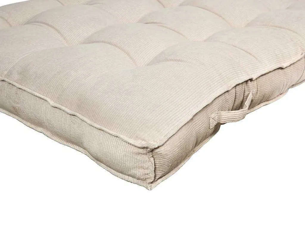 Set Van 1 Matras + 2 Palletkussens Van Ribfluweel - Beige - Baila-OZAIA New