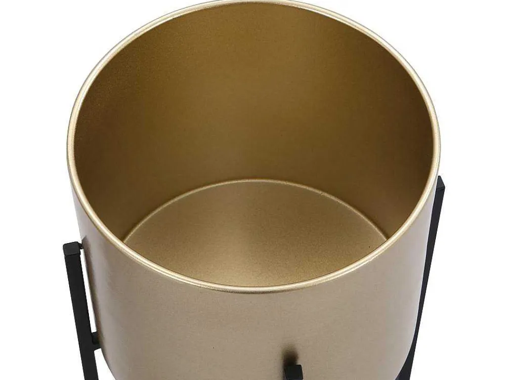 Set Van 2 Metalen Bloempotten - D25 X H39 En D23 X H35,5 - Goud En Zwart - Edmee-OZAIA Best