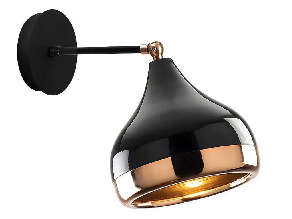 Set Van 2 Metalen Wandlampen Met Verstelbare Kap Yildo - D. 17 X H. 28 Cm - Zwart En Koperkleurig-OZAIA New