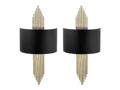 Set Van 2 Metalen Wandlampen In Art-Decostijl - L22 X H75 Cm - Zwart En Goudkleurig - Sangarius-OZAIA Discount