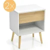 Set Van 2 Nachtkastjes - 1 Lade En 1 Nis - Wit-ModernLuxe New