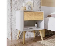 Set Van 2 Nachtkastjes - 1 Lade En 1 Nis - Wit-ModernLuxe New