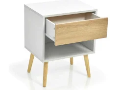 Set Van 2 Nachtkastjes - 1 Lade En 1 Nis - Wit-ModernLuxe New