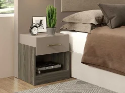 Set Van 2 Nachtkastjes Met 1 Lade En 1 Opbergvak Kleuren: Taupe En Bruin Bodil Ii-Vente-unique Hot