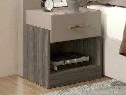 Set Van 2 Nachtkastjes Met 1 Lade En 1 Opbergvak Kleuren: Taupe En Bruin Bodil Ii-Vente-unique Hot