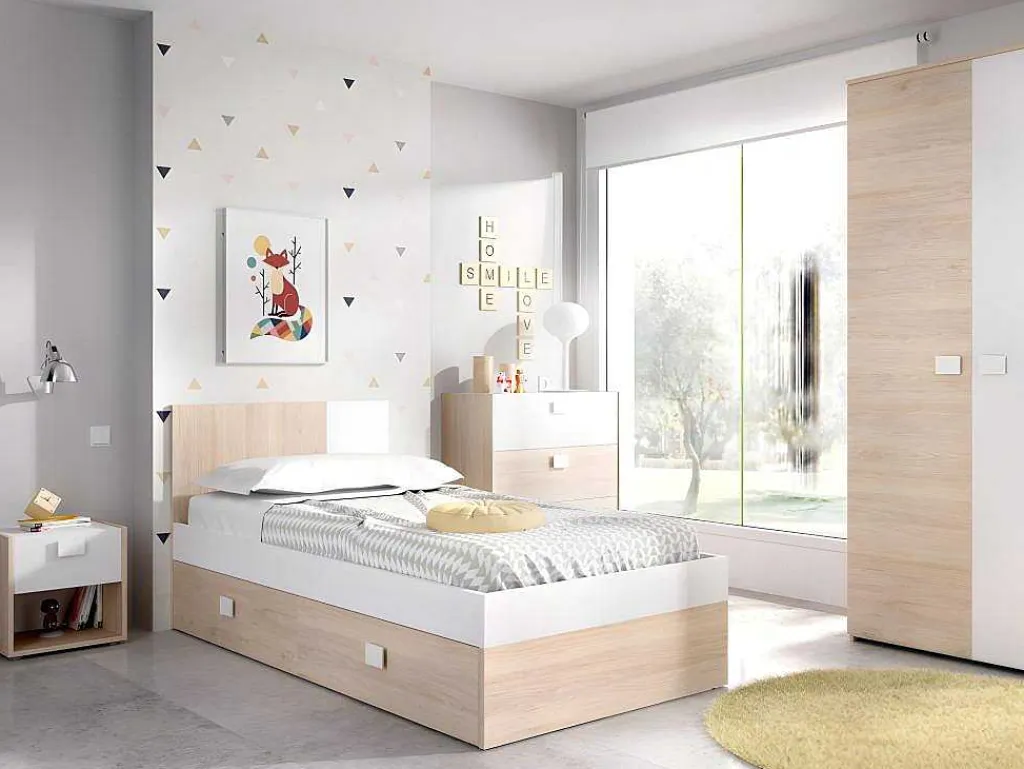 Set Van 2 Nachtkastjes Met 1 Lade En 1 Nis - Sonia - Materiaal: Naturel En Wit - Sonia-Vente-unique New