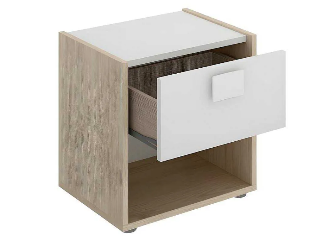 Set Van 2 Nachtkastjes Met 1 Lade En 1 Nis - Sonia - Materiaal: Naturel En Wit - Sonia-Vente-unique New