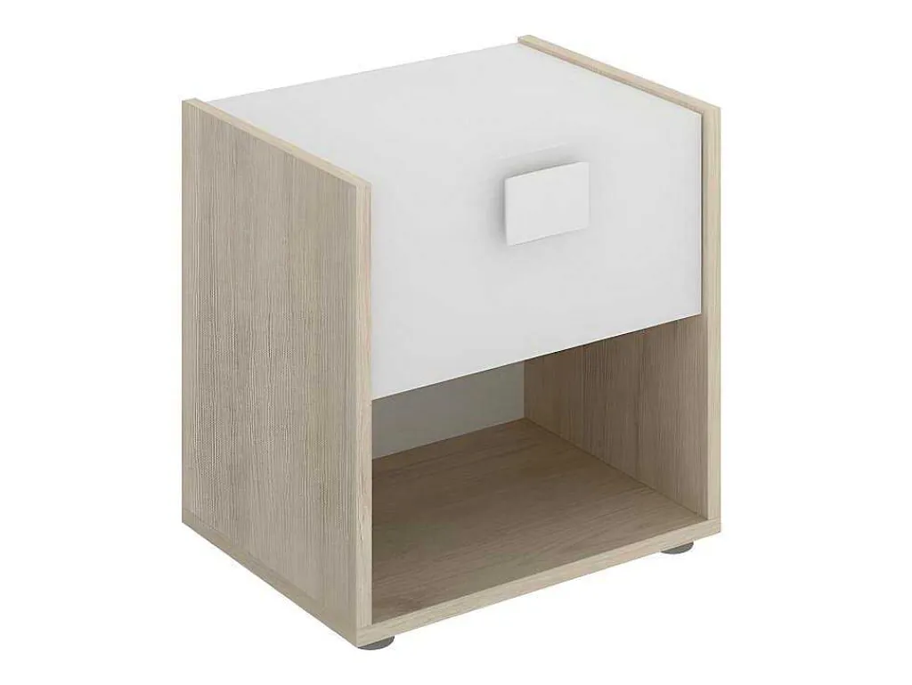 Set Van 2 Nachtkastjes Met 1 Lade En 1 Nis - Sonia - Materiaal: Naturel En Wit - Sonia-Vente-unique New