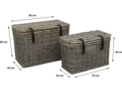 Set Van 2 Opbergkoffers Van Kubu Nefta - L80 X D45 X H55 Cm En L70 X D35 X H45 Cm - Natuurlijk Grijs-OZAIA Best