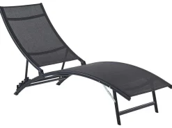 Set Van 2 Opstapelbare Ligstoelen Van Aluminium En Textileen - Zwart - Zensia-MYLIA