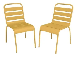 Set Van 2 Opstapelbare Tuinstoelen Van Metaal - Mosterdgeel - Mirmande Van-MYLIA Hot