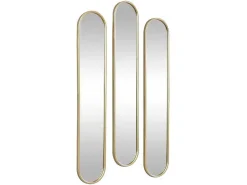 Set Van 3 Ovale Spiegels Van Metaal - B23 X H120 Cm - Goudkleurig - Jaylen-OZAIA Sale