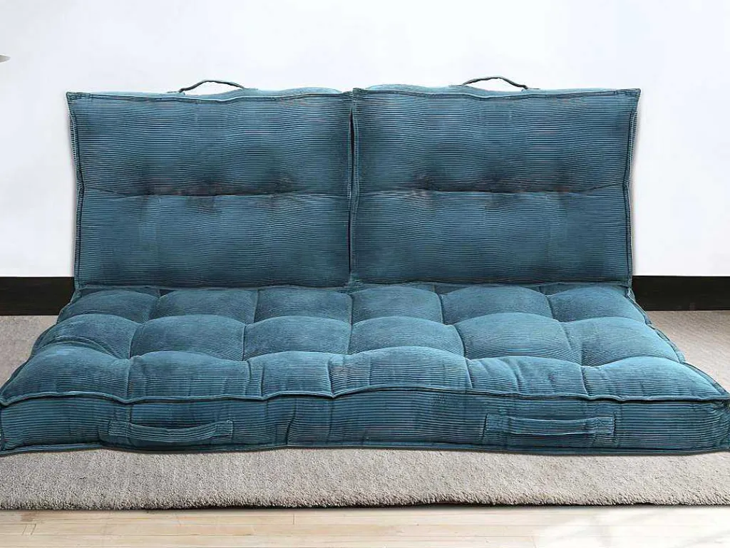 Set Van 2 Palletkussens Van Ribfluweel - L60 X D40 Cm - Blauw - Baila-OZAIA