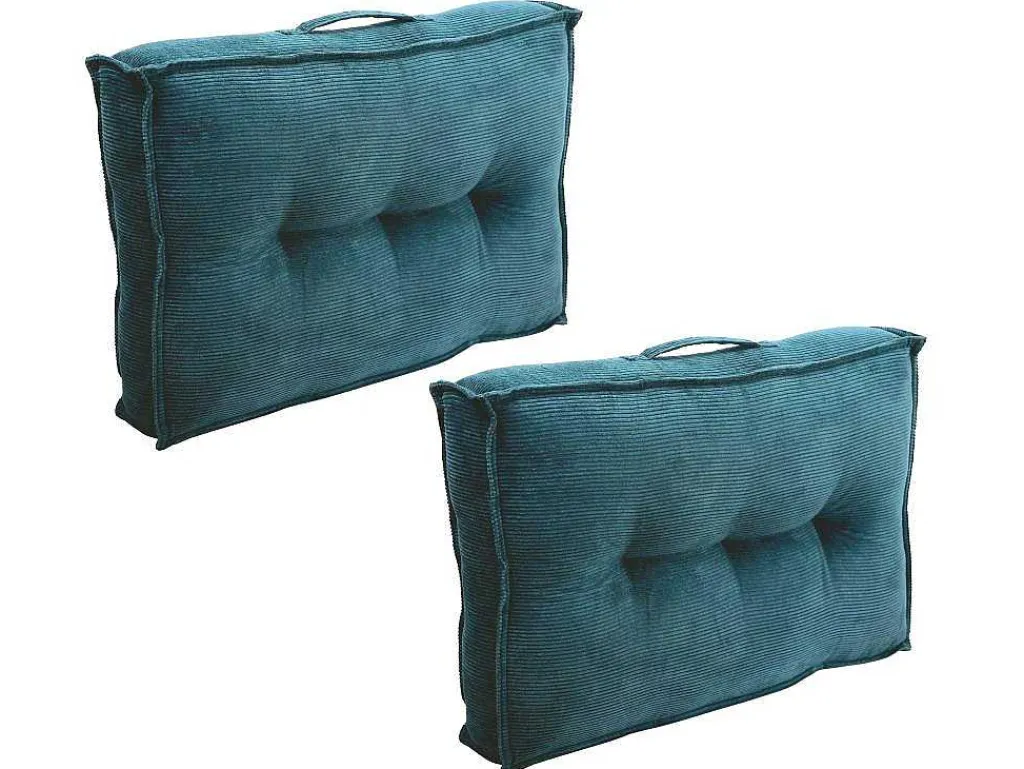 Set Van 2 Palletkussens Van Ribfluweel - L60 X D40 Cm - Blauw - Baila-OZAIA