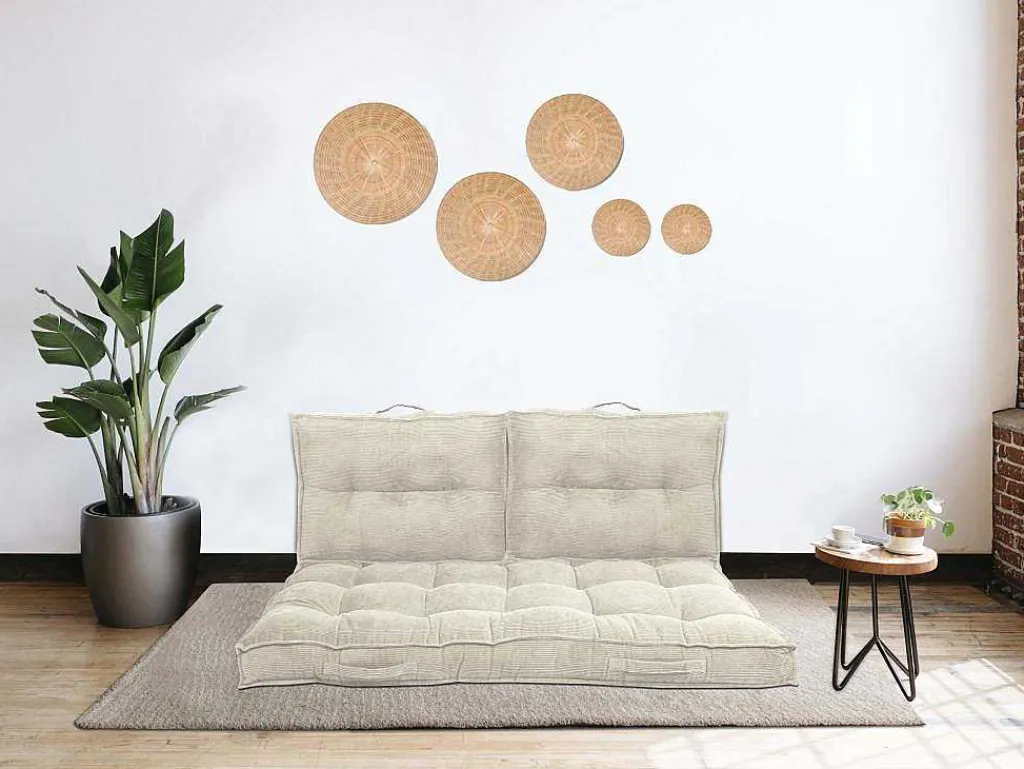Set Van 2 Palletkussens Van Ribfluweel - L60 X D40 Cm - Beige - Baila-OZAIA Discount