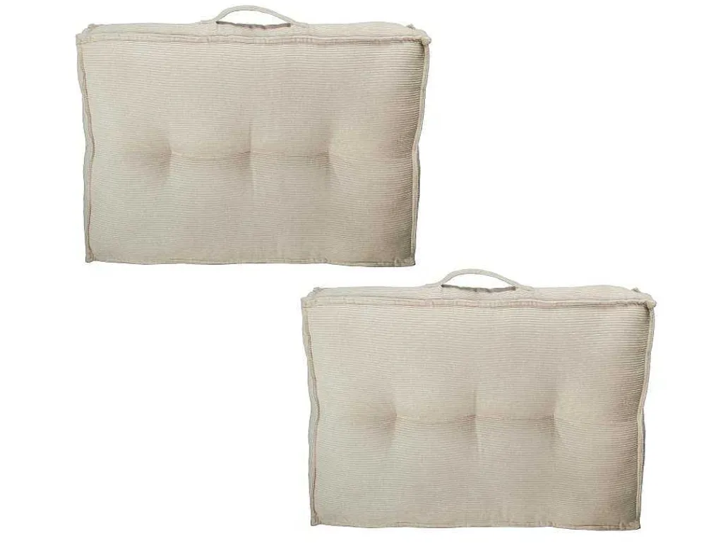 Set Van 2 Palletkussens Van Ribfluweel - L60 X D40 Cm - Beige - Baila-OZAIA Discount