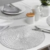 Set Van 6 Ronde Placemats Van Gevlochten Papier - Grijs En Wit - Fylat-OZAIA Online