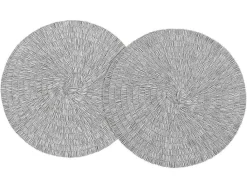 Set Van 6 Ronde Placemats Van Gevlochten Papier - Grijs En Wit - Fylat-OZAIA Online