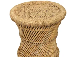 Set Van 2 Ronde Poefs Van Licht Naturelkleurig Rotan Mirtaka-Vente-unique Hot