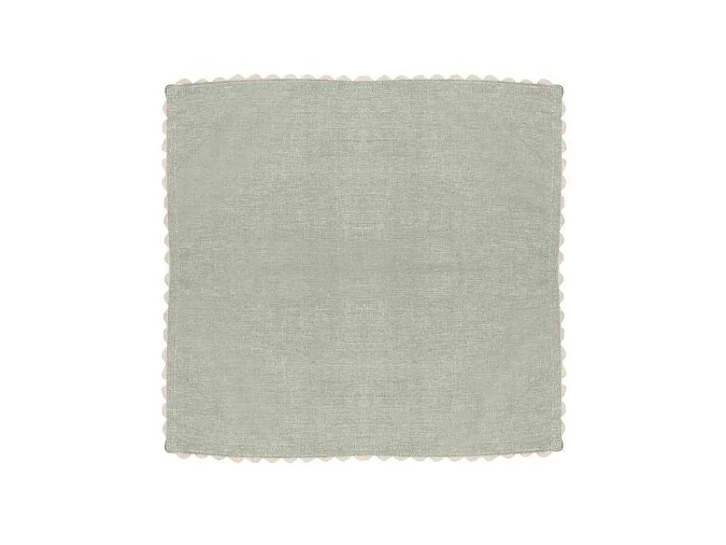 Set Van 4 Servetten Van Katoen - 45 X 45 Cm - Groen - Beige Rand - Loania-OZAIA Online
