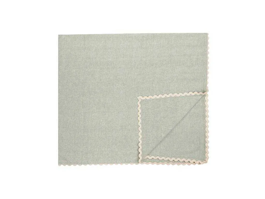 Set Van 4 Servetten Van Katoen - 45 X 45 Cm - Groen - Beige Rand - Loania-OZAIA Online