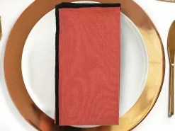 Set Van 4 Servetten Van Katoen En Linnen - 45 X 45 Cm - Terracotta - Borina-OZAIA Outlet