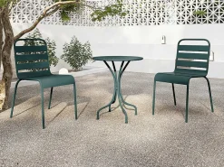Set Van 2 Stapelbare Metalen Tuinstoelen - Dennengroen - Mirmande Van-MYLIA Sale