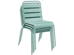 Set Van 2 Stapelbare Metalen Tuinstoelen Mirmande - Amandelgroen-MYLIA Clearance