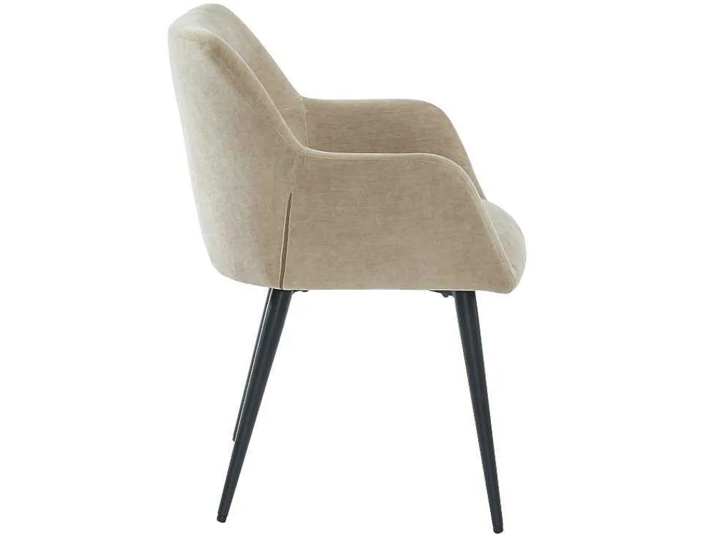 Set Van 2 Stoelen Heka - Met Armleuningen - Stof En Metaal - Beige-Vente-unique Sale