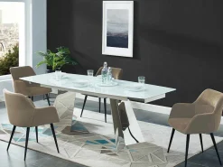 Set Van 2 Stoelen Heka - Met Armleuningen - Stof En Metaal - Beige-Vente-unique Sale