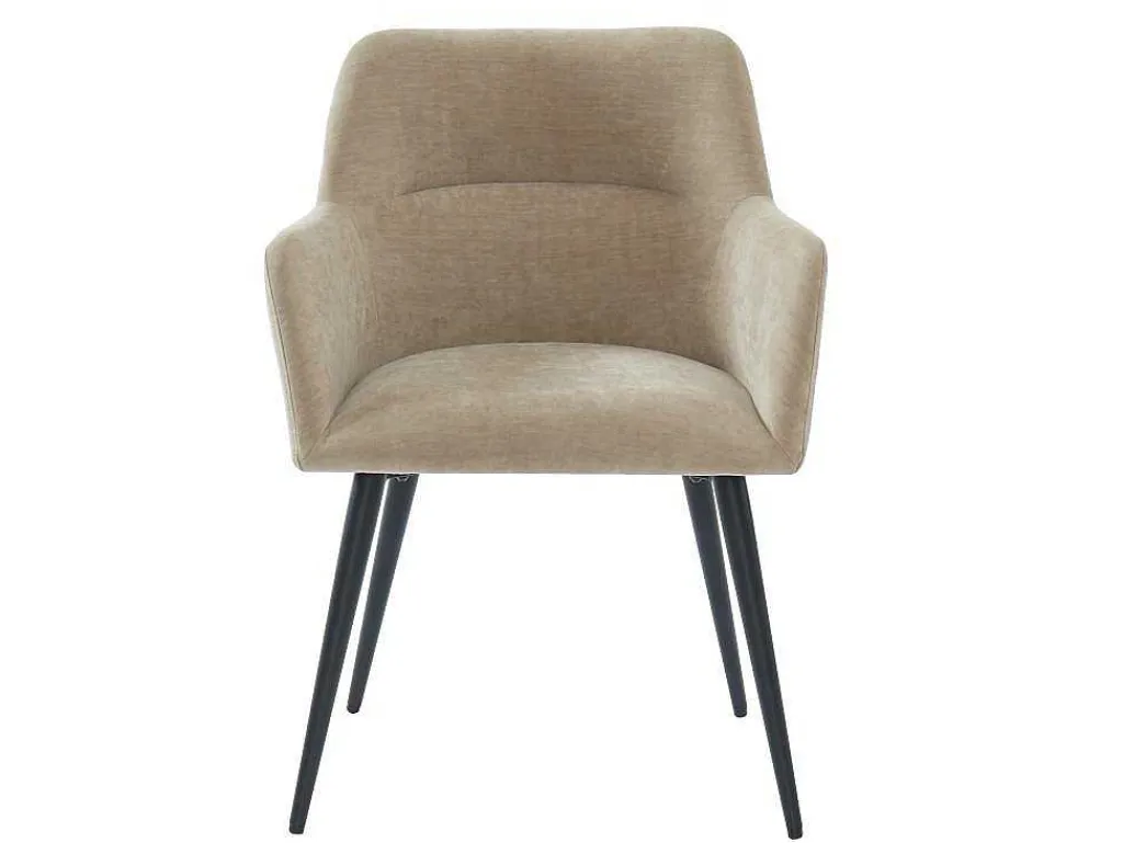 Set Van 2 Stoelen Heka - Met Armleuningen - Stof En Metaal - Beige-Vente-unique Sale