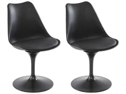 Set Van 2 Stoelen In Polypropeen, Kunstleer En Metaal - Zwart - Xafy-Vente-unique Hot
