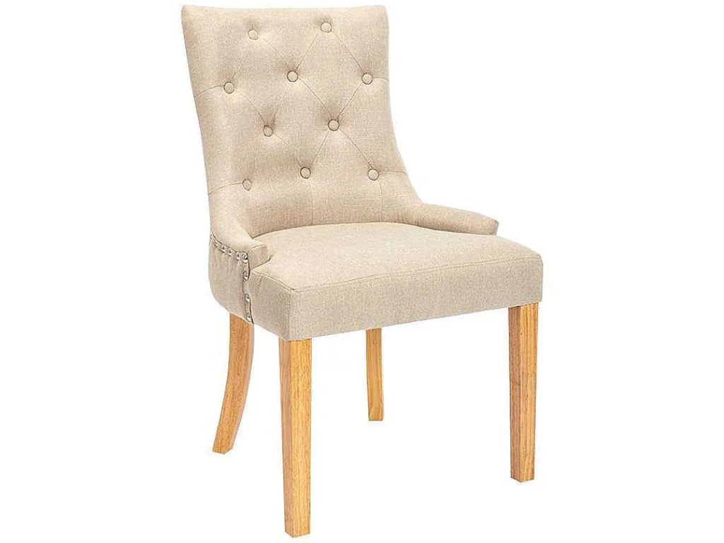 Set Van 2 Stoelen Jolia - Stof En Houten Poten - Beige-Vente-unique Discount