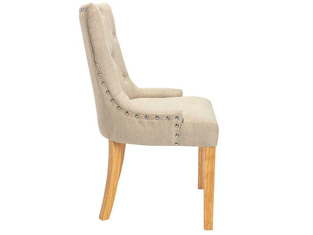 Set Van 2 Stoelen Jolia - Stof En Houten Poten - Beige-Vente-unique Discount