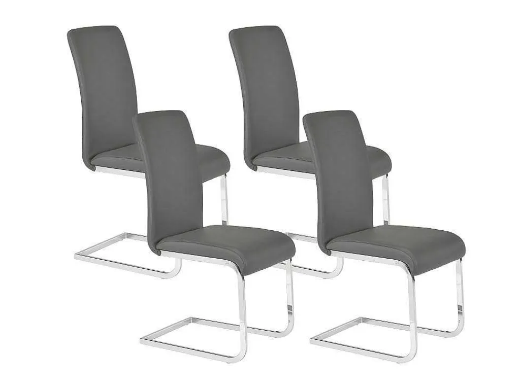 Set Van 4 Stoelen Lirica - Grijs Kunstleer-Vente-unique Discount