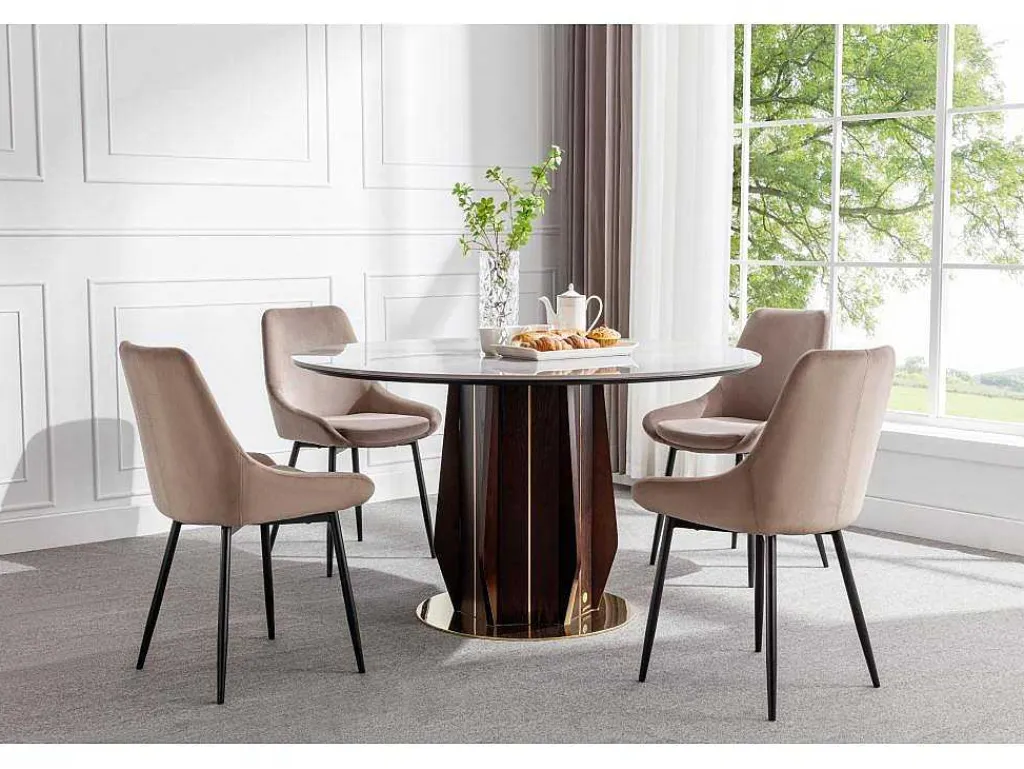 Set Van 2 Stoelen Masurie - Fluweel - Taupe-Vente-unique Clearance